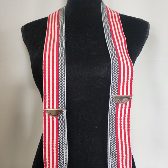 Vintage USA American Flag Suspenders 42" Red White Blue - Picture 3 of 4